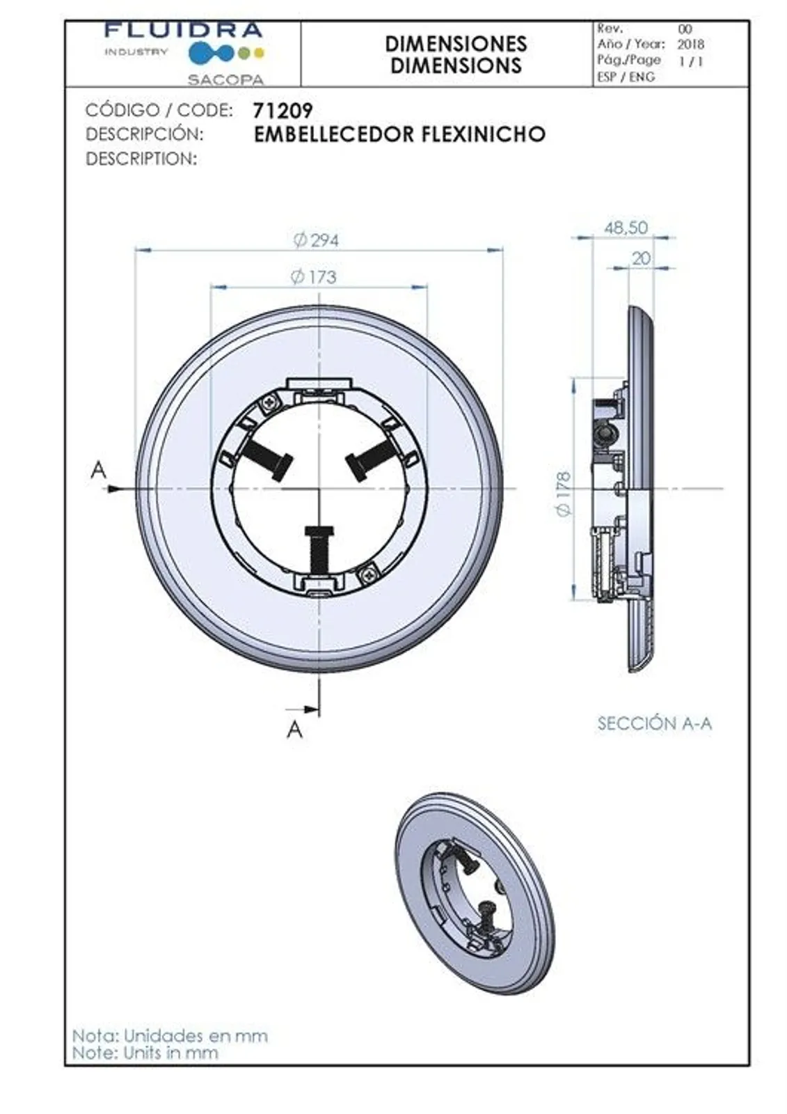 Front i vit för poollampa Niche Ø230 – AstralPool LumiPlus - miniatyr 2