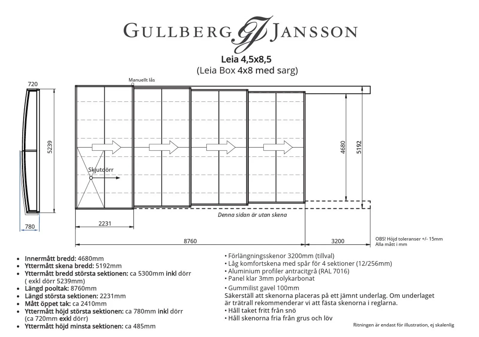 Leia Standard 4,5×8,5 Antracit Klarplast – 4 sektioner - bild 11