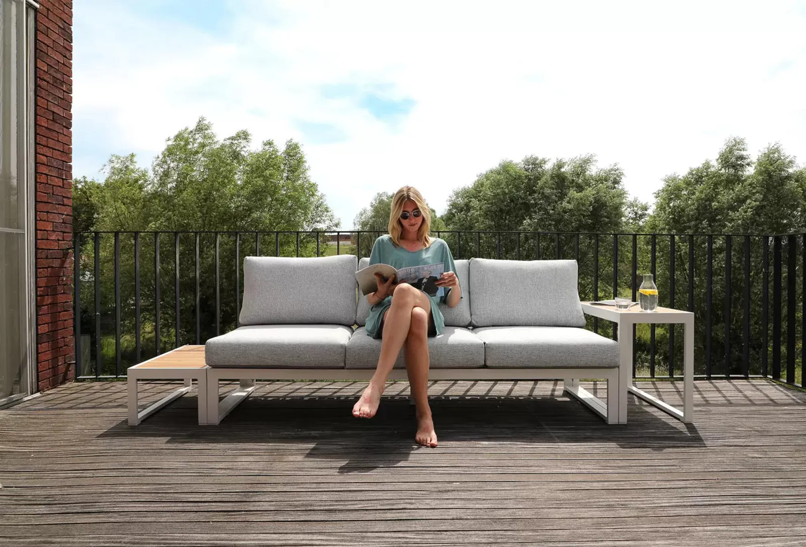 STAY Flex Trippelsoffa sten/vit ram - bild 8